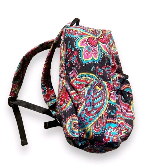VERA BRADLEY Campus Backpack PETAL Paisley Black Pink Quilted Travel School - Picture 9 of 14